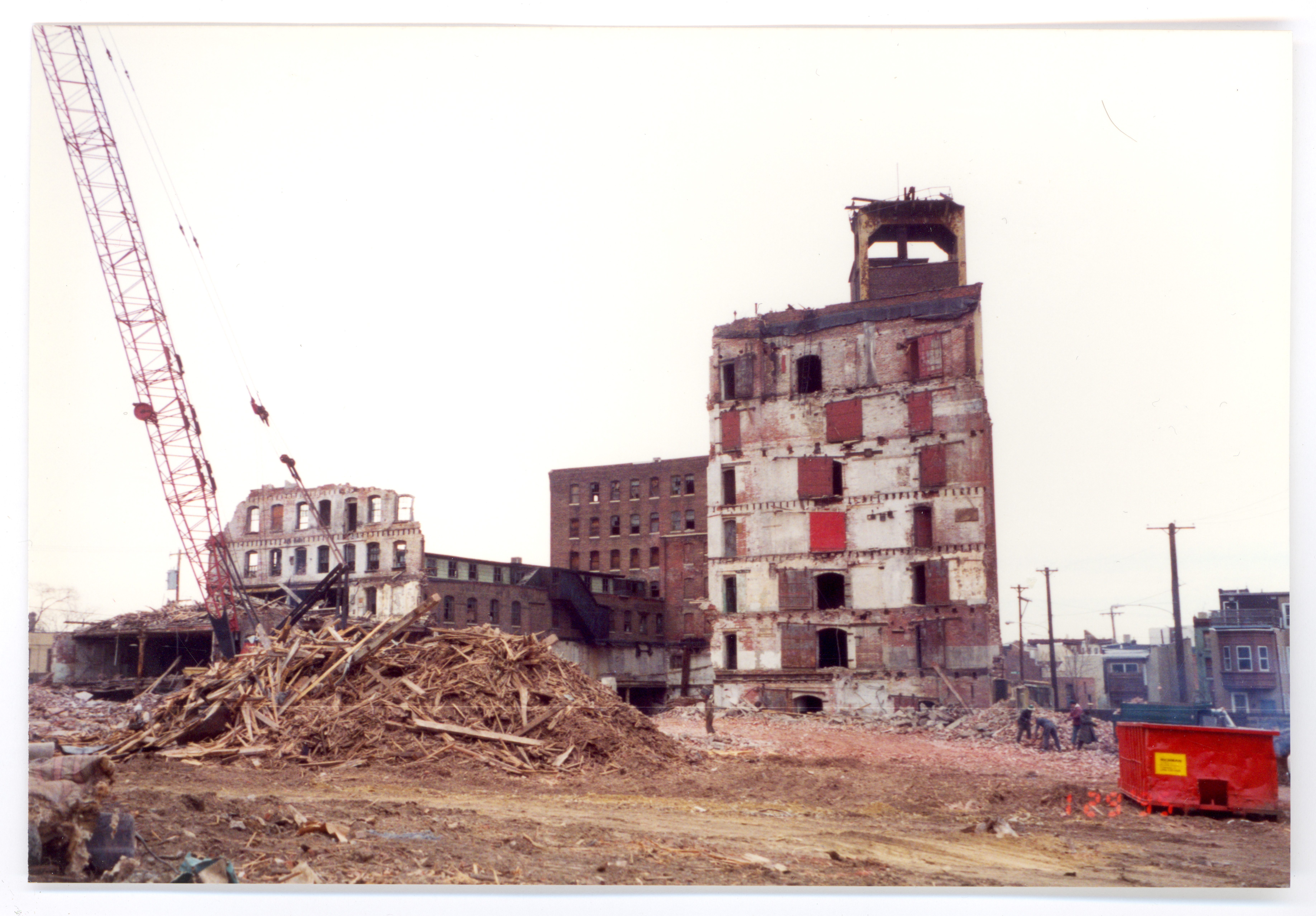1995 demolition of Burk Brothers complex, photo by Jennifer Baker