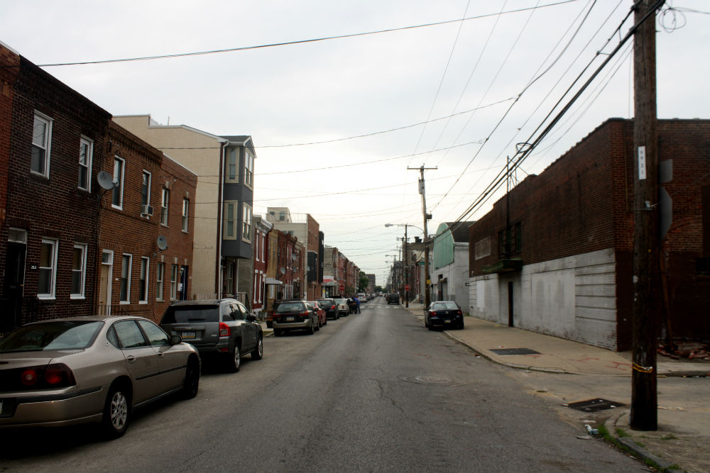 2000 block of Wharton Street. Both warehouses on right were slated for redevelopment. 
