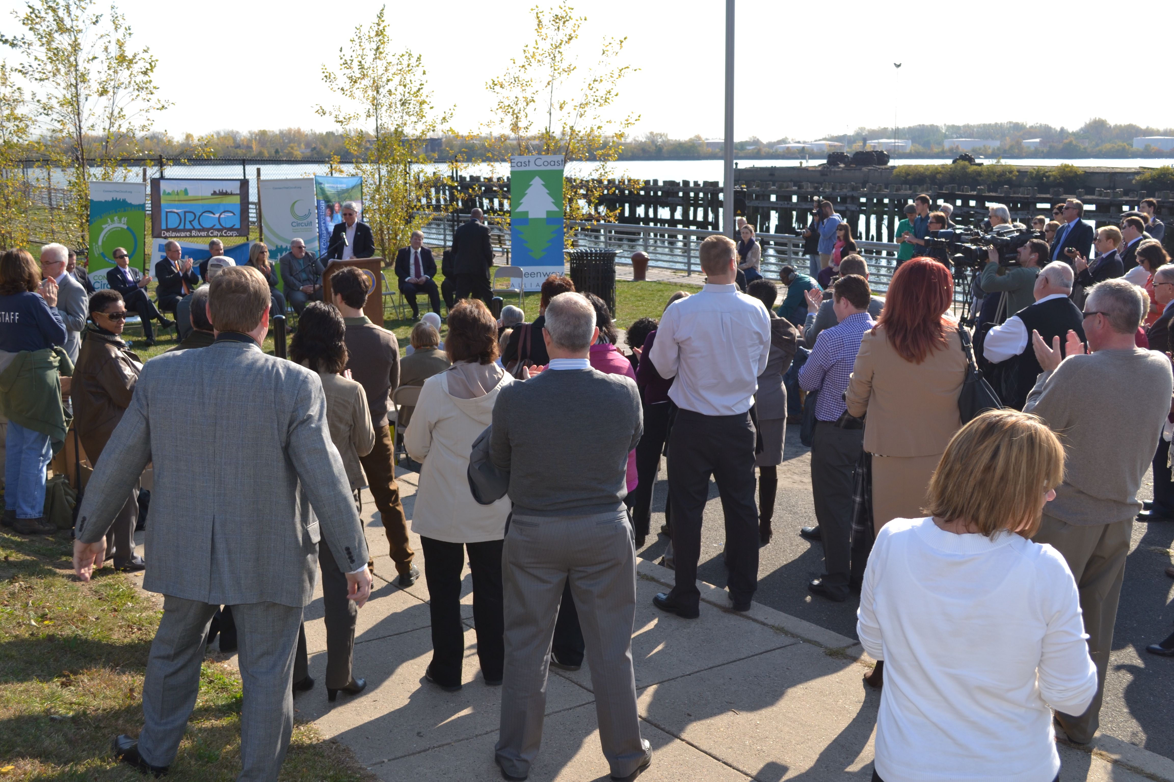 A large crowd turned out to celebrate the new trail