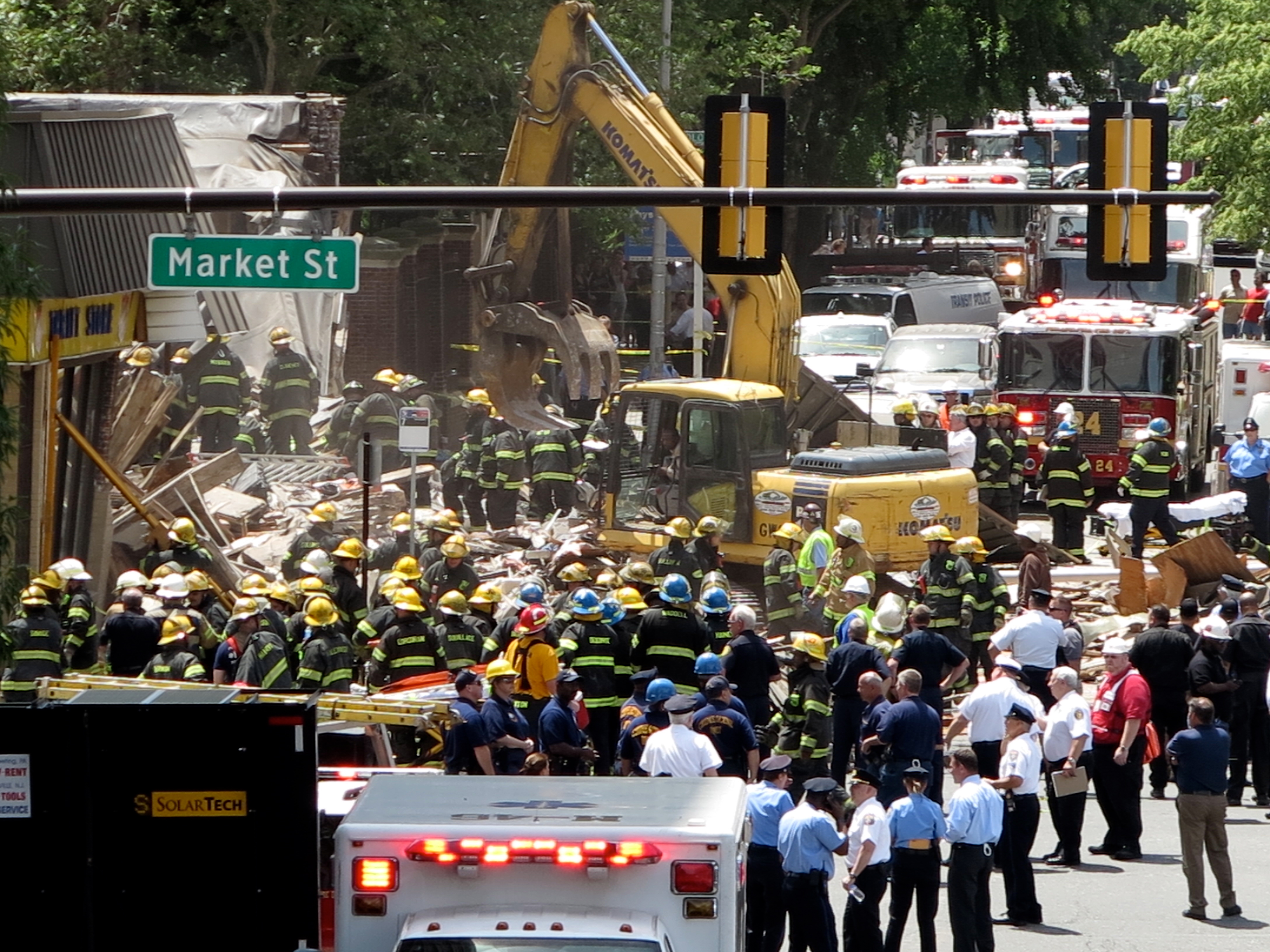 a sea of emergency responders filled 22nd street as seen from the jfk blvd bridge original