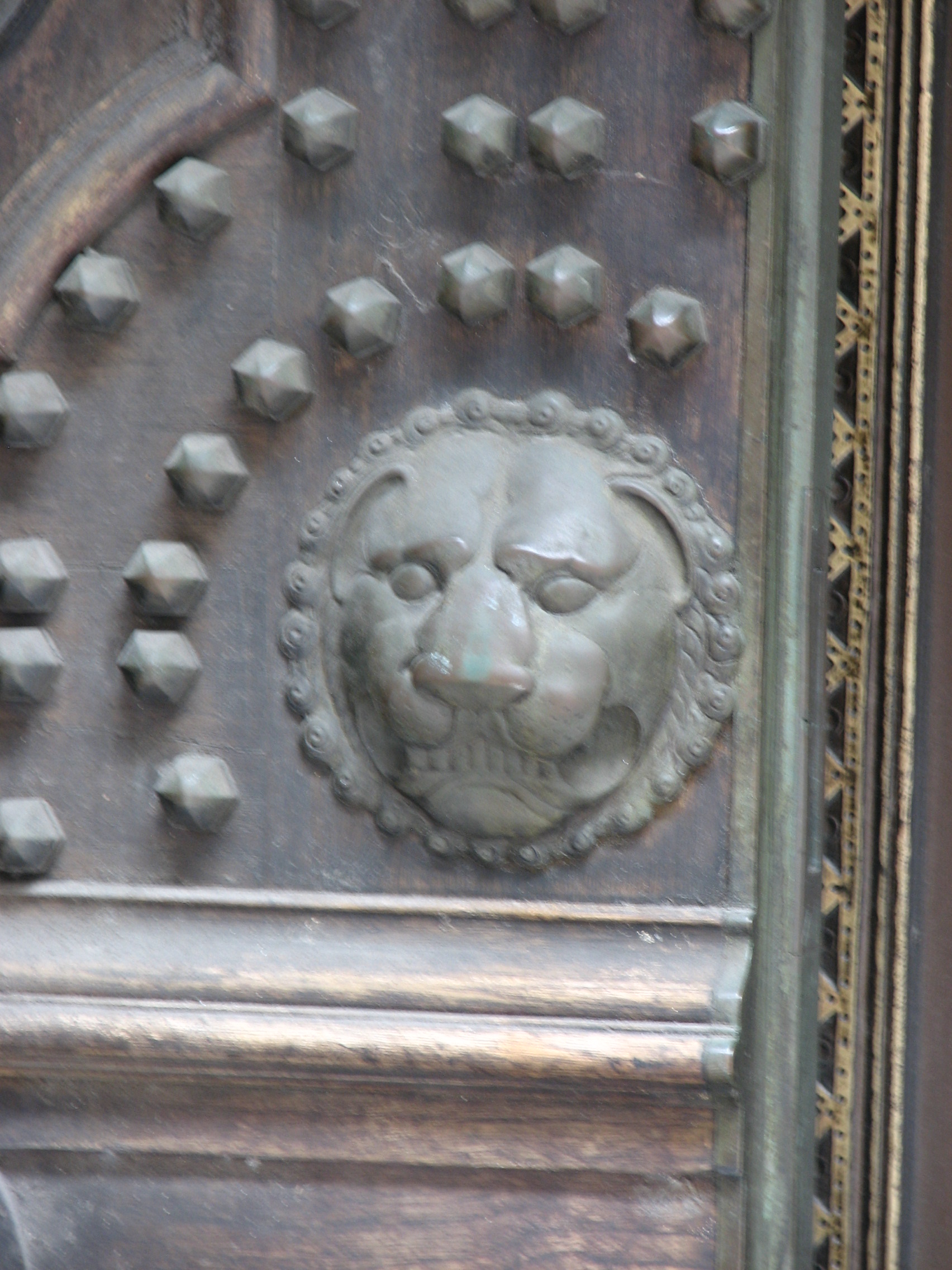 A detail from the massive, iron pocket doors at the entrance of the Drexel & Company Building.