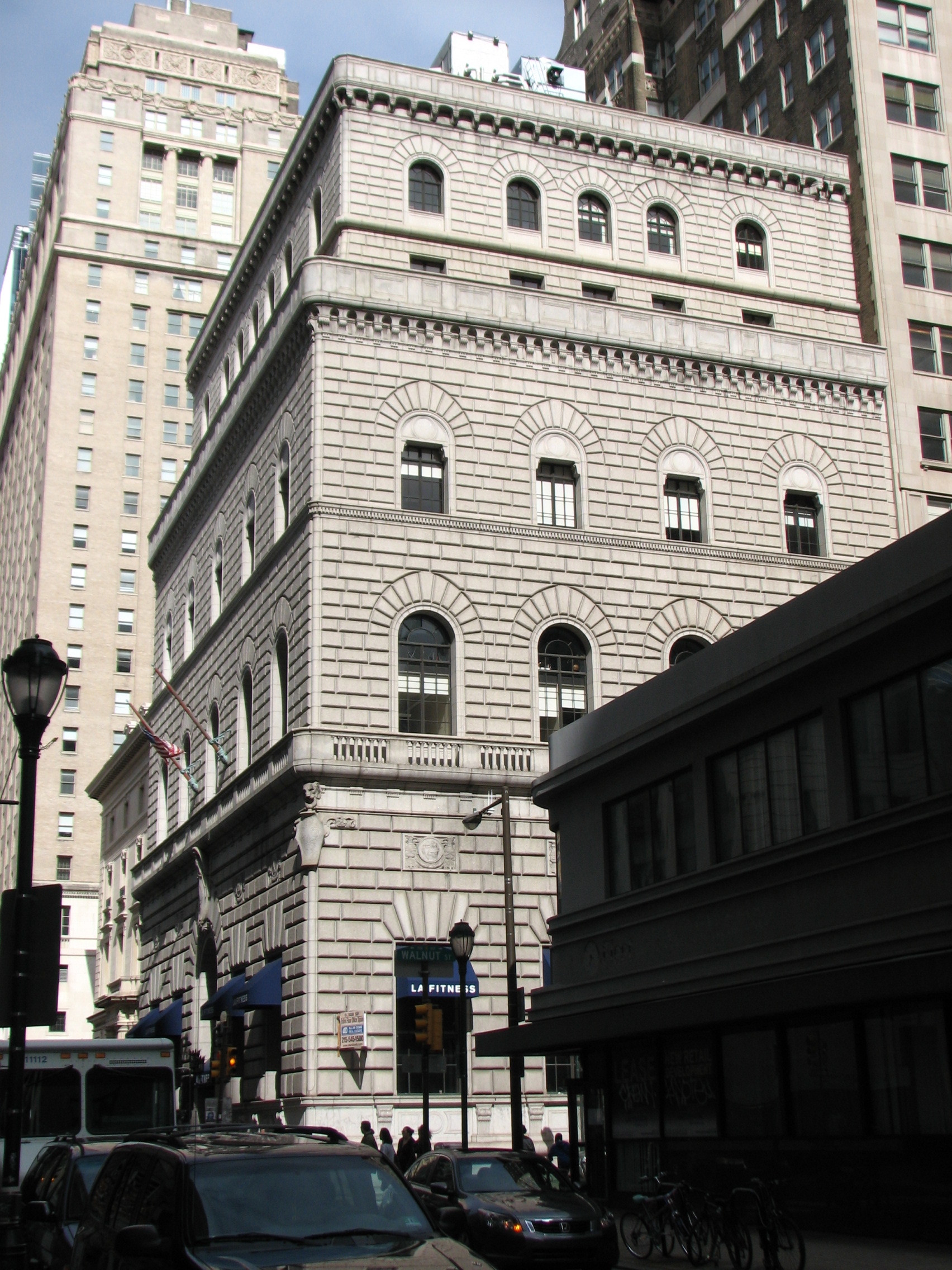 The southeast view of the building designed by the firm of  Day and Klauder.