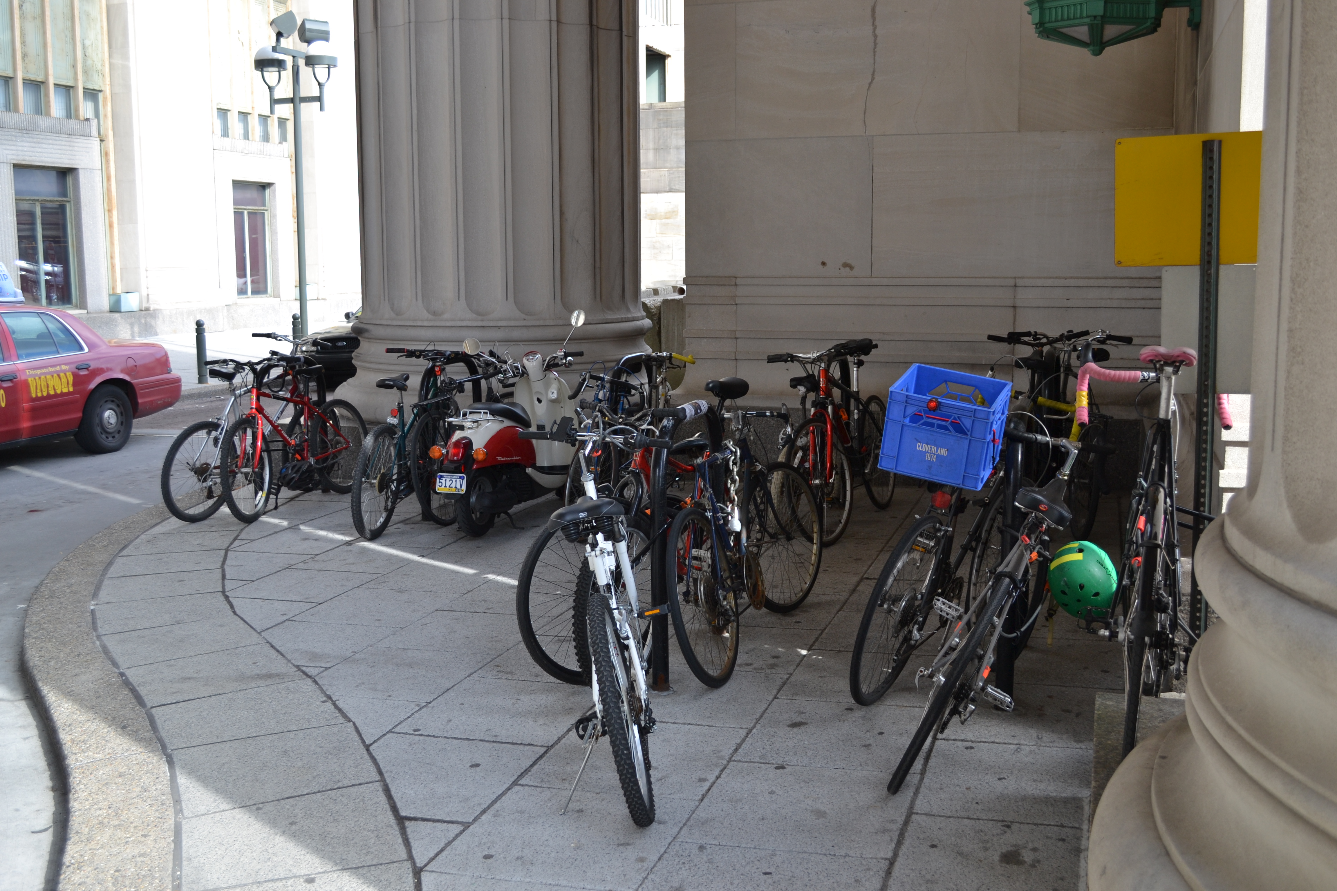 During the week, all bike racks around 30th Street Station fill quickly