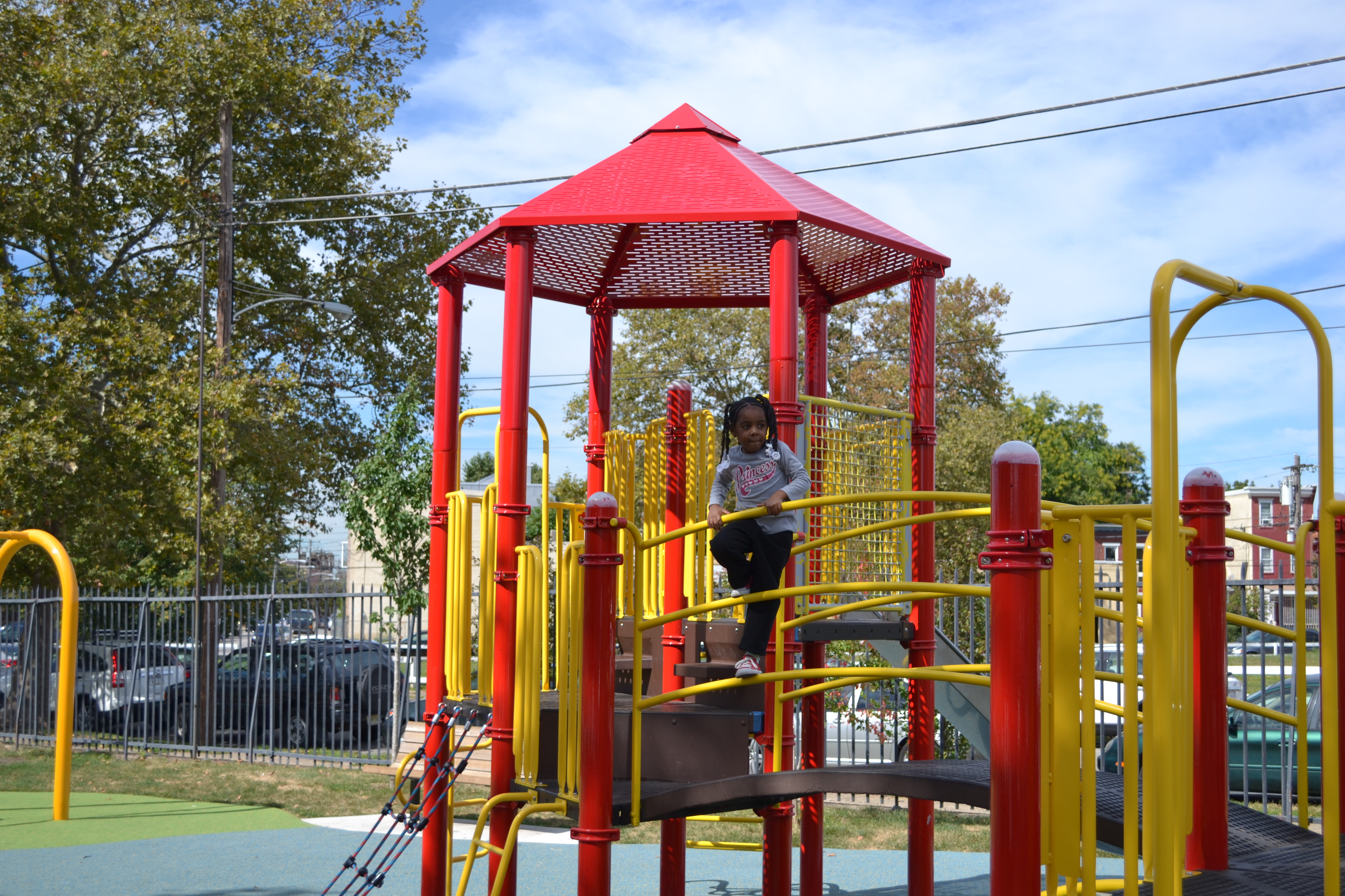 Francisville Playground's new, bright play equipment