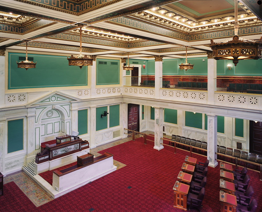 A view of the Council Chamber from the balcony.