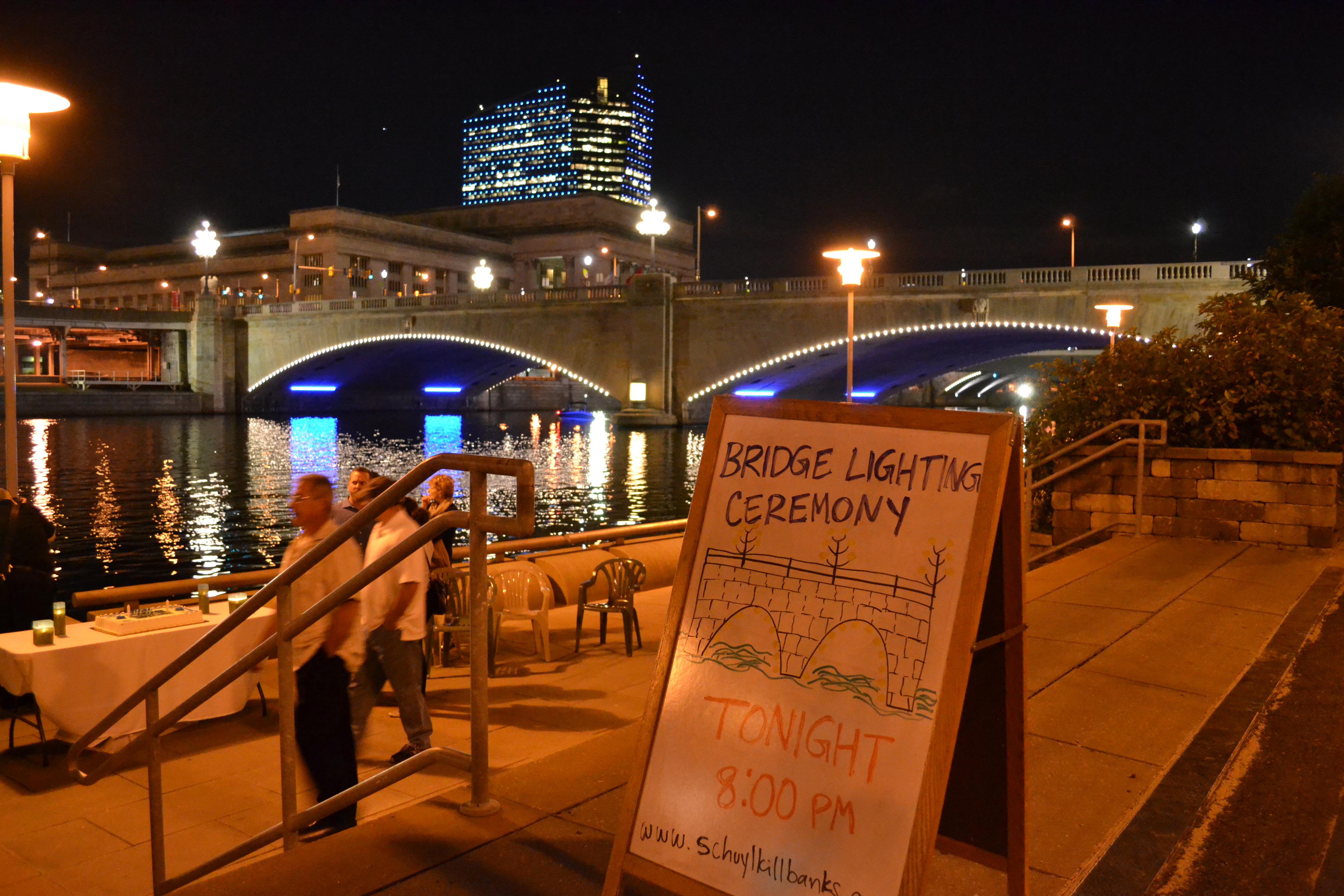In addition to the bridge lighting, festivities included dessert and a stroll along the trail