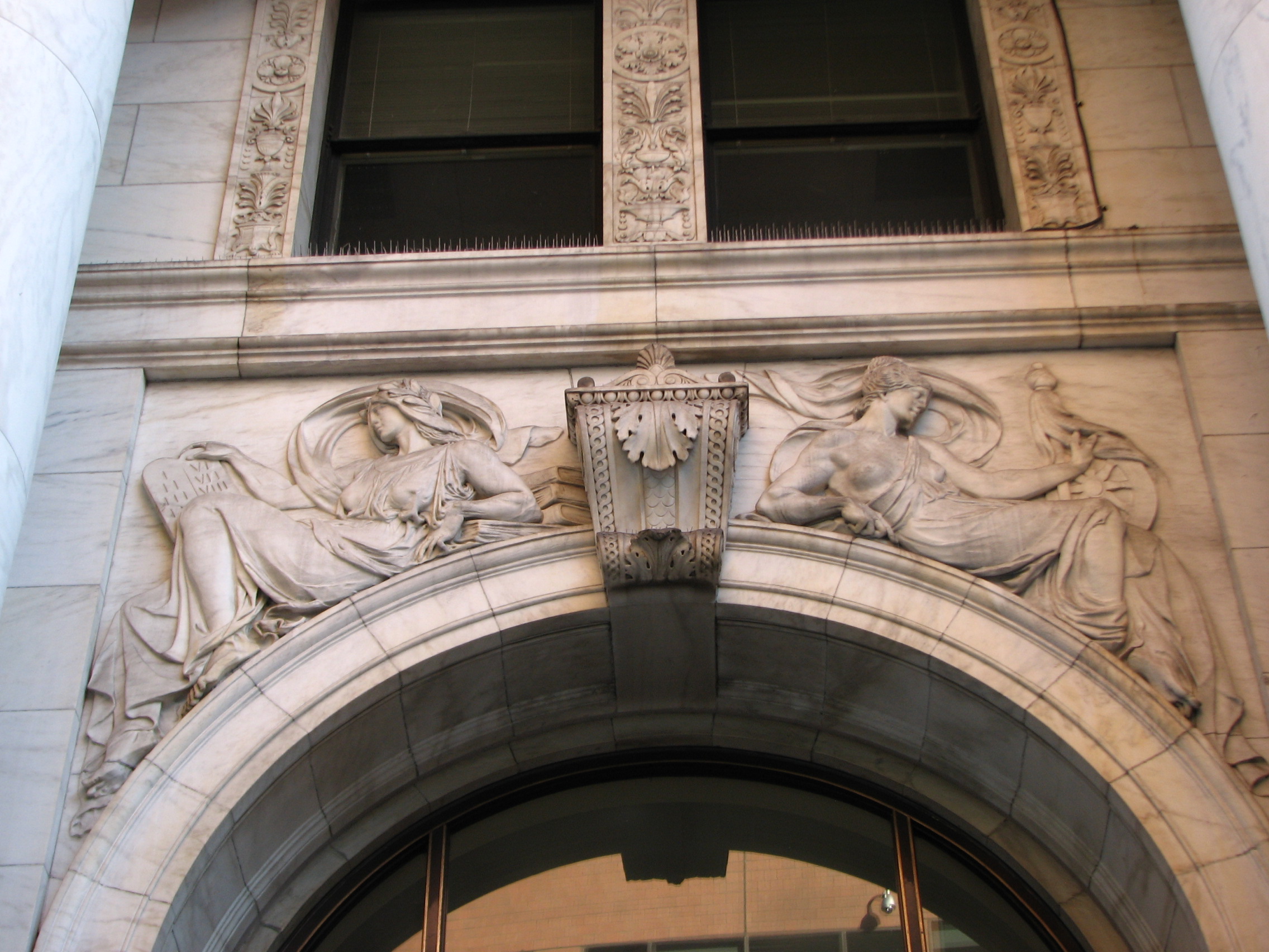 Marble carvings grace most of the entrances to the building