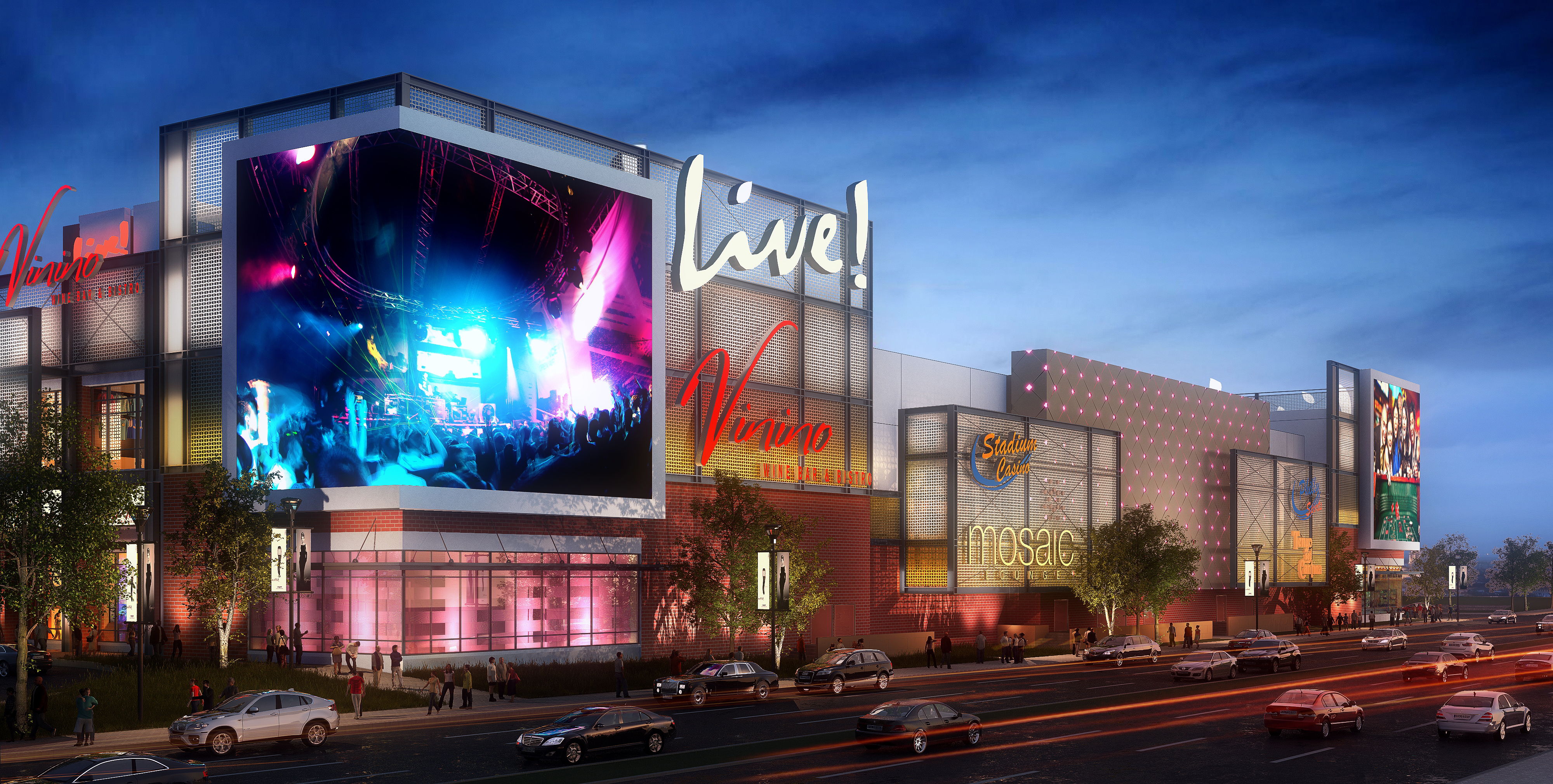 Live! Casino rendering from Packer Avenue perspective.