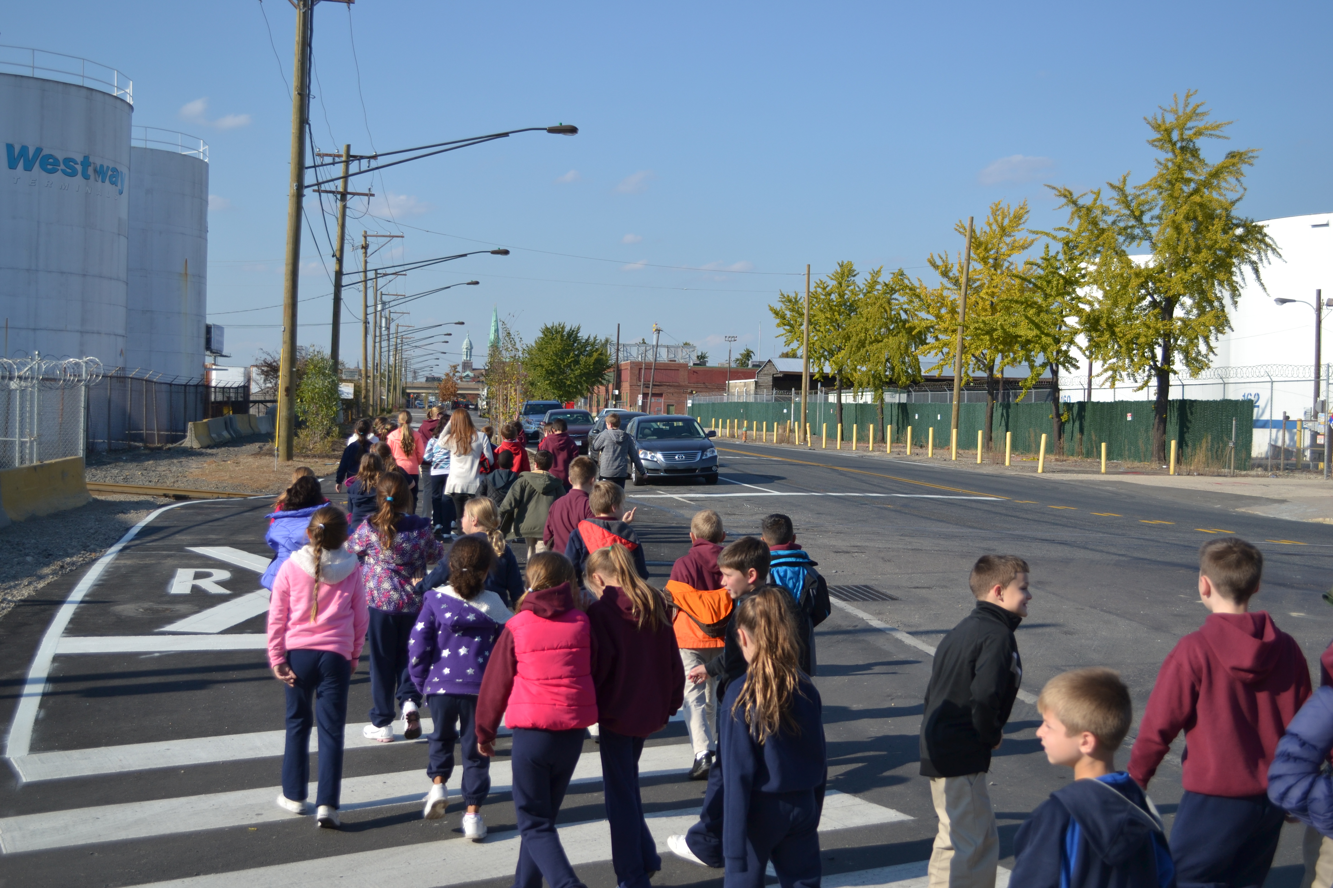 Local students walked along the trail from their school to Pulaski Park