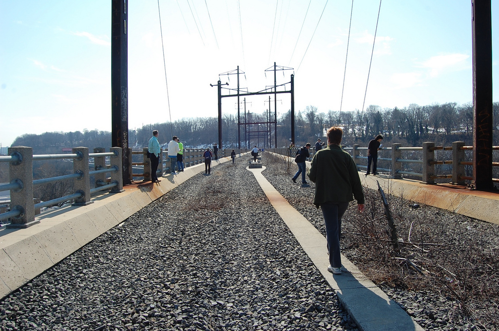 Manayunk Bridge before construction, Photo courtesy of Bicycle Coalition of Greater Philadelphia