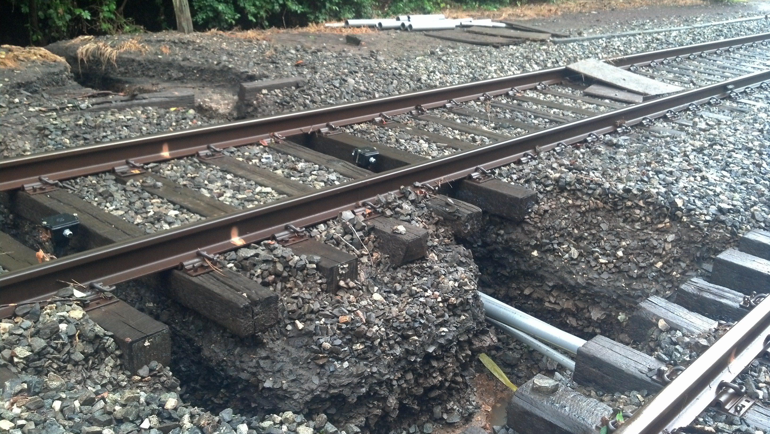 Manayunk/Norristown Line track damage near Spring Mill Station. Photo courtesy of SEPTA