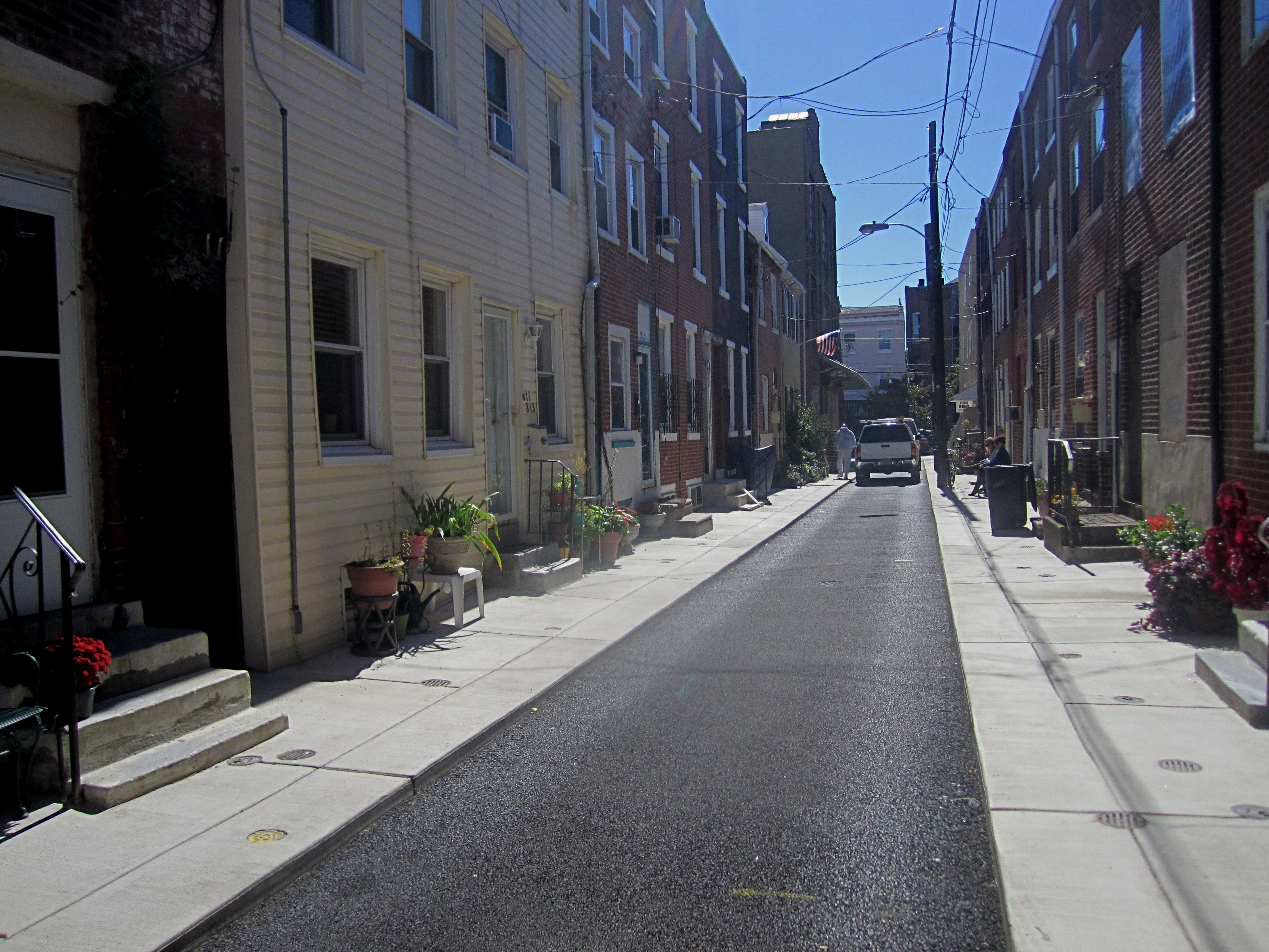 Percy Street is paved with porous asphalt which feeds into a stone bed below