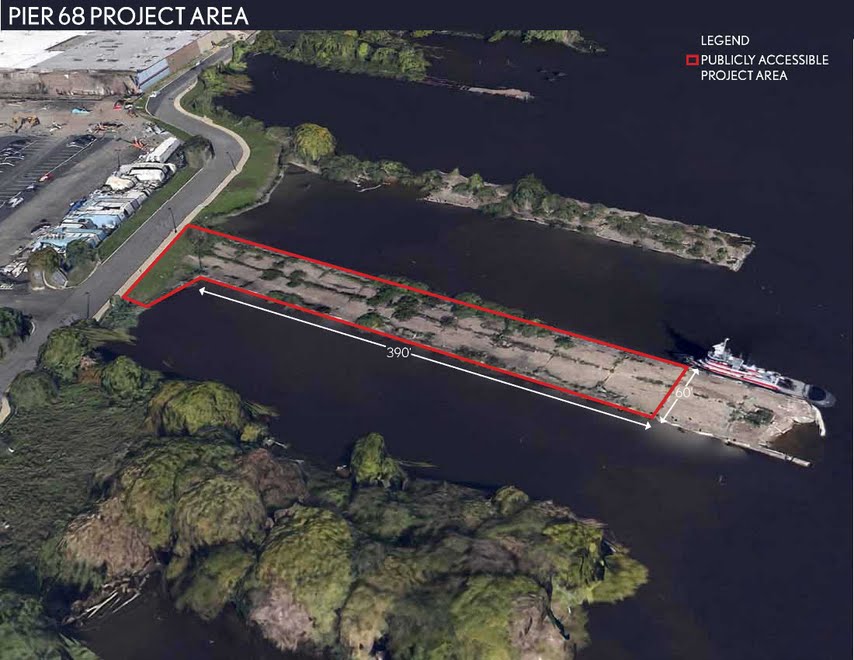 The area outlined in red would become a new pier park focused on fishing. The area outside the red lines is the portion of the pier that needs to be removed.
