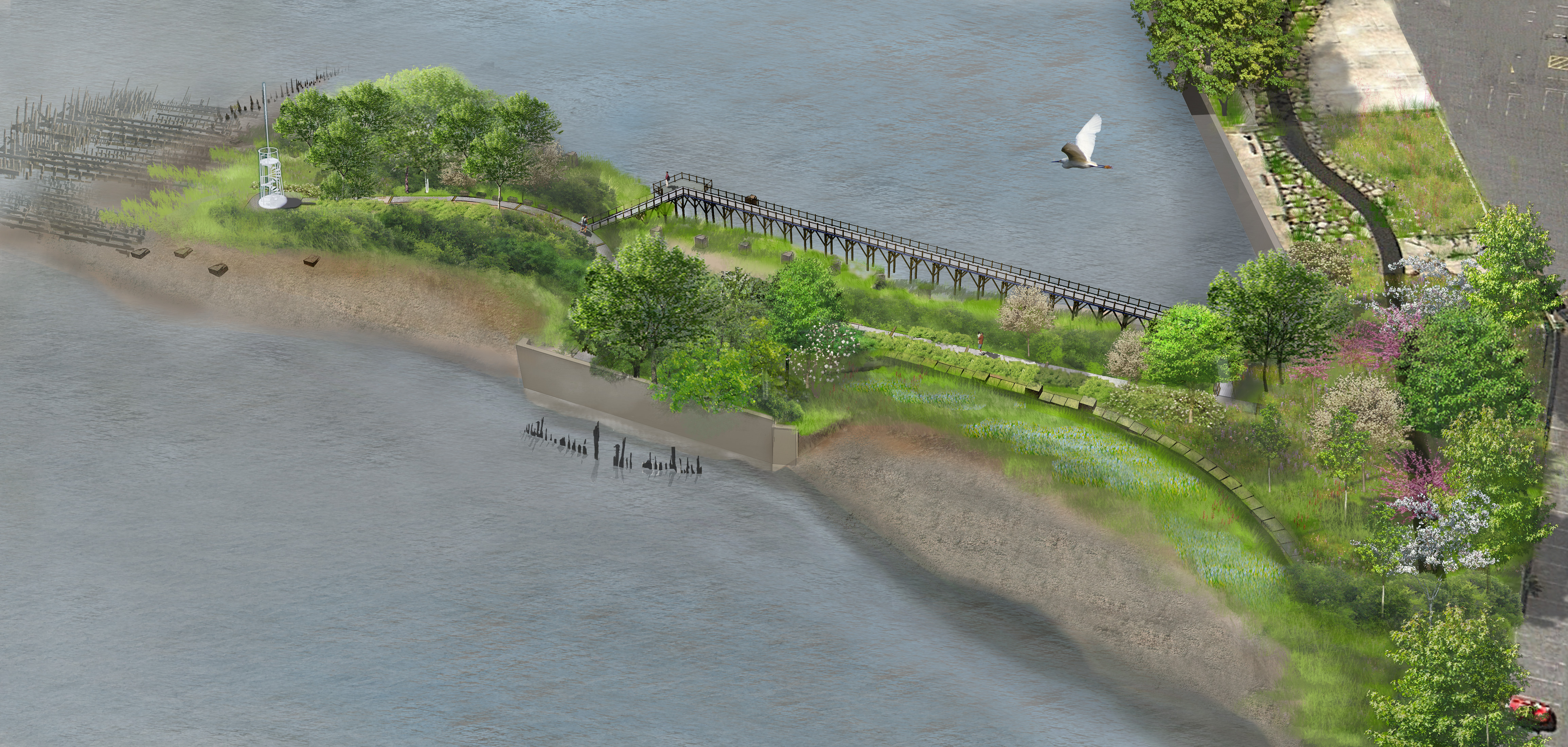 Rendering of the future Pier 53 Park