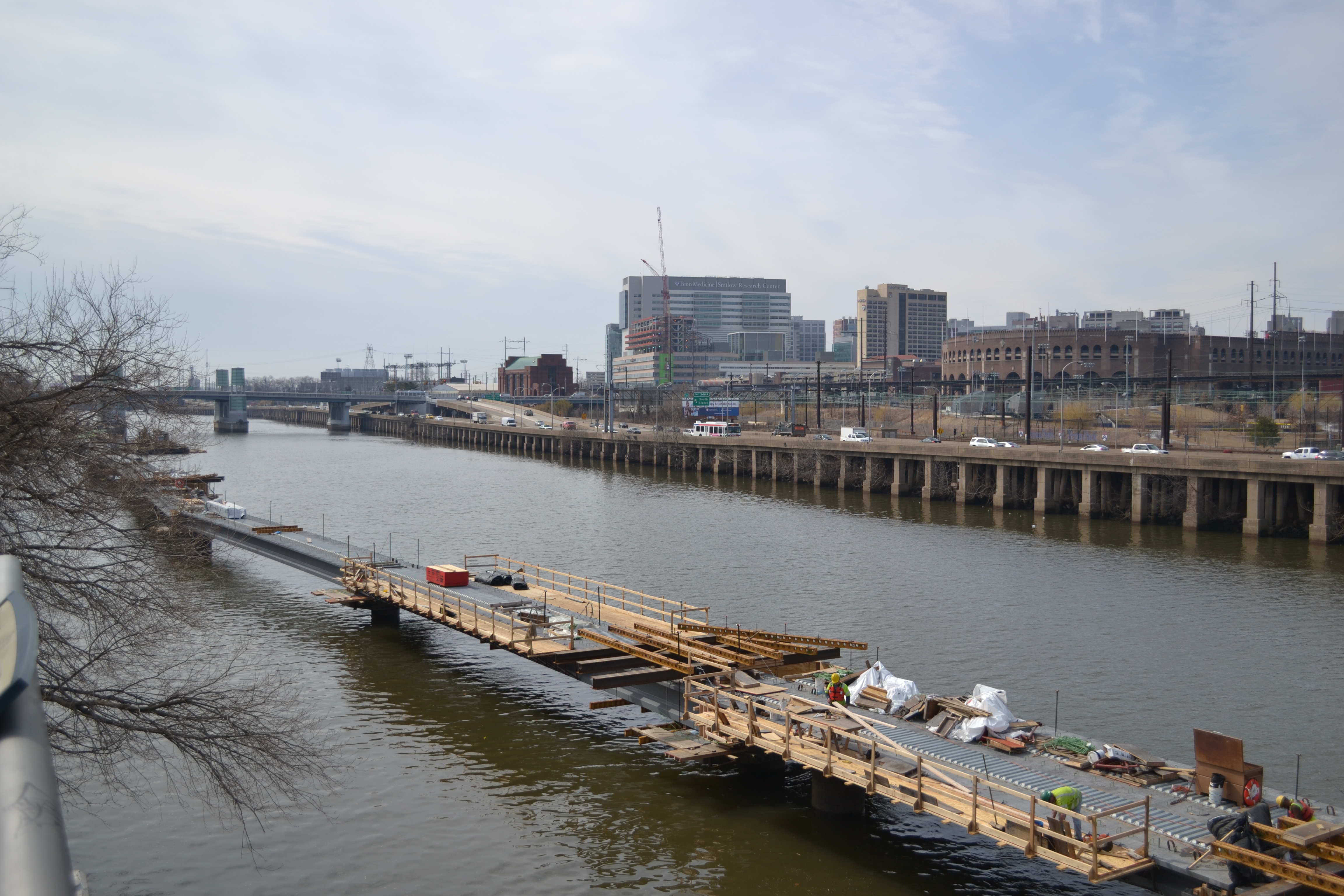 Schuylkill River Boardwalk under construction