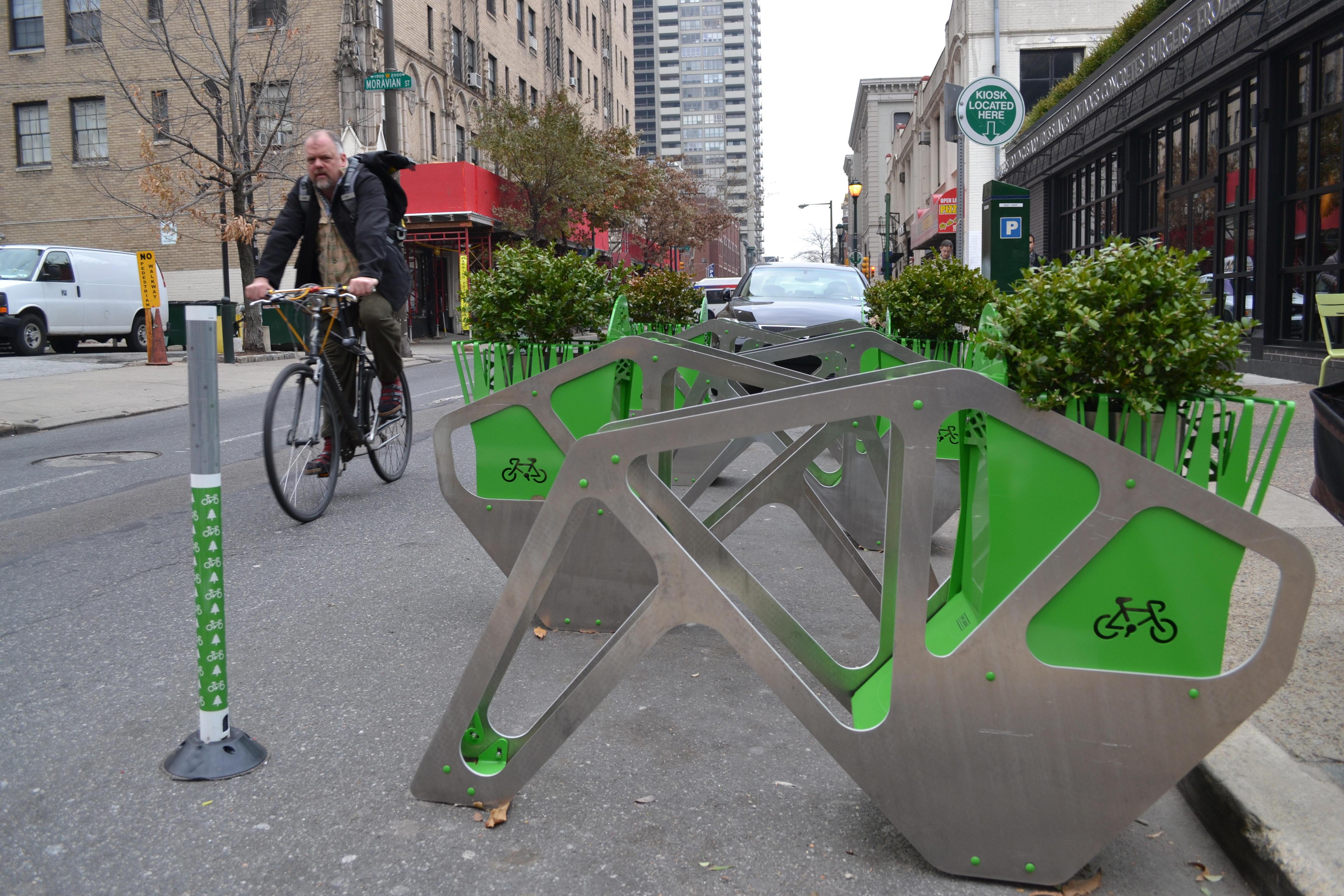 Shake Shack bought and installed a bike corral for its Center City location.