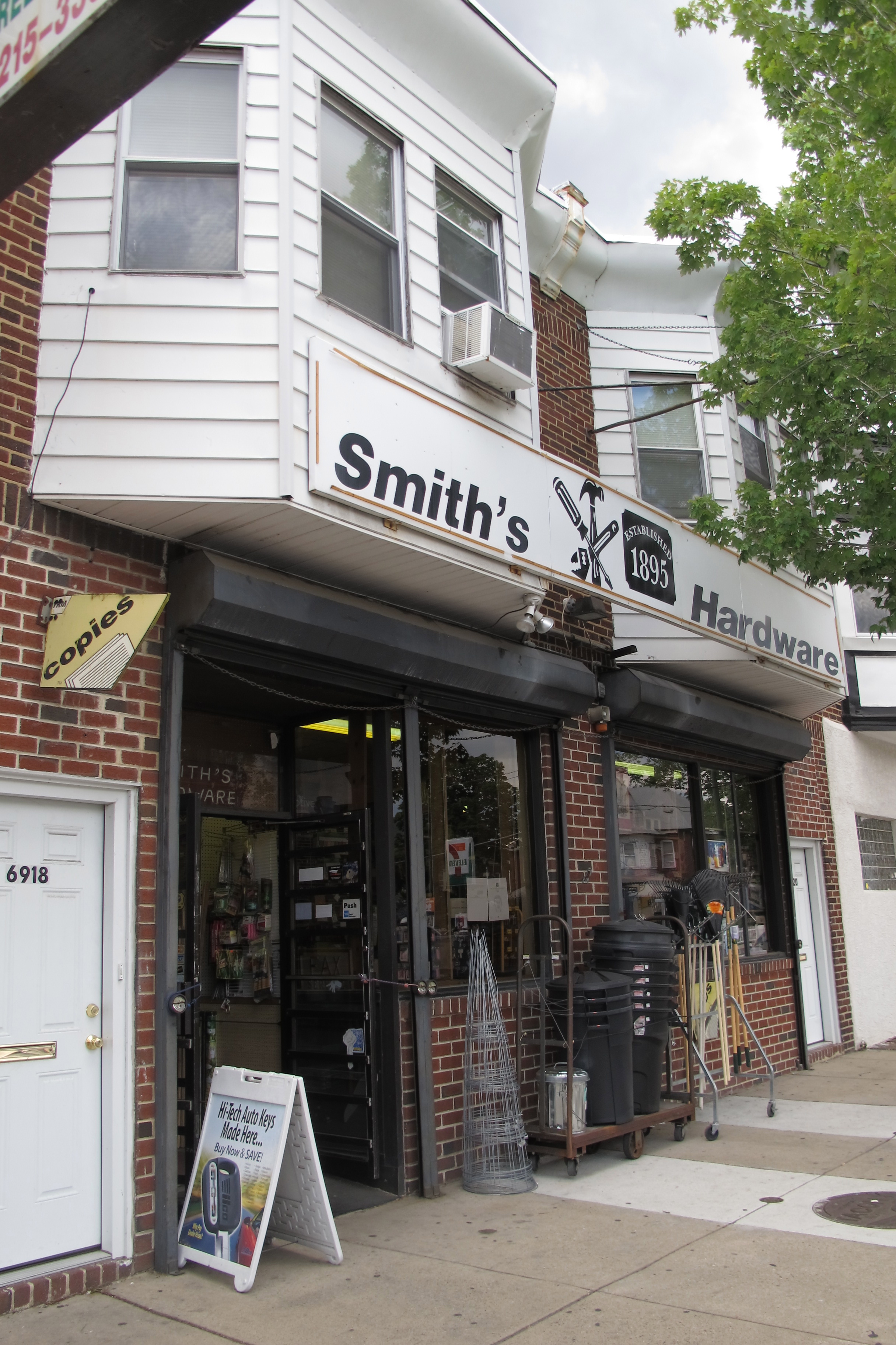 Smiths Hardware (6918 Torresdale) should soon have a new awning and woodwork where there's now siding.