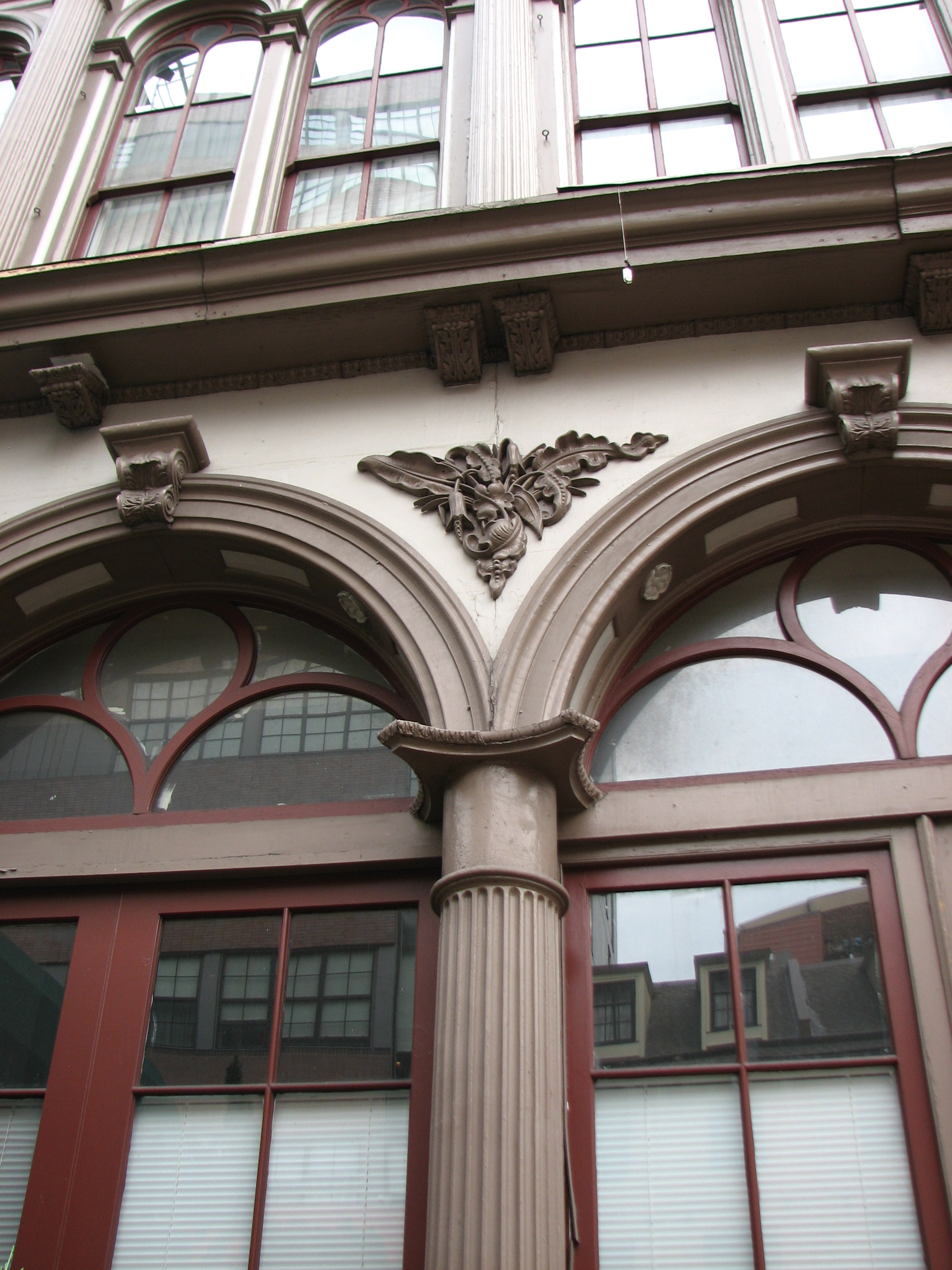 A detail of the Smythe Stores first-floor façade.