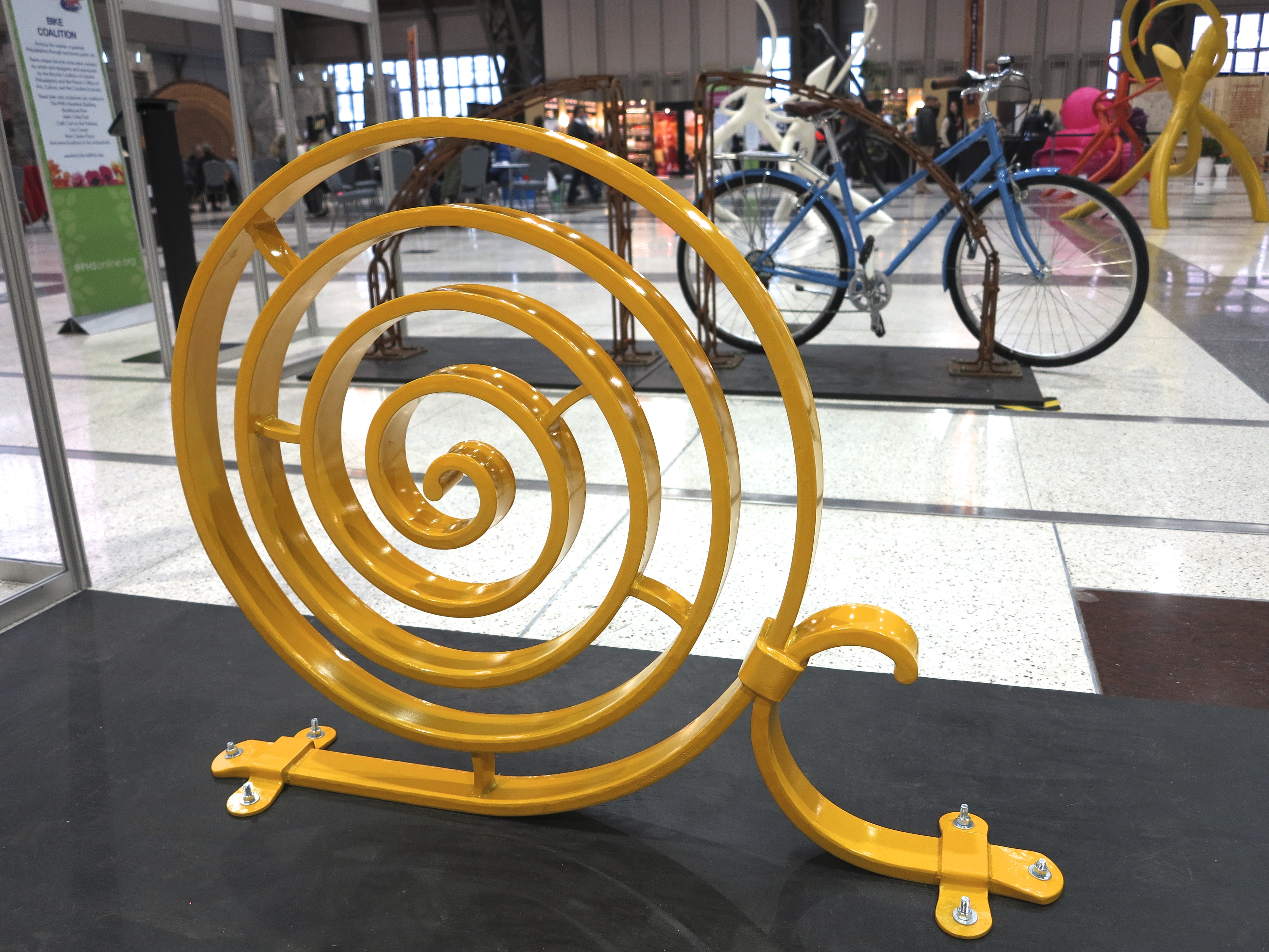 Spiral Bike Rack, by Collin Robinson (location: PMA's Perelman Building)