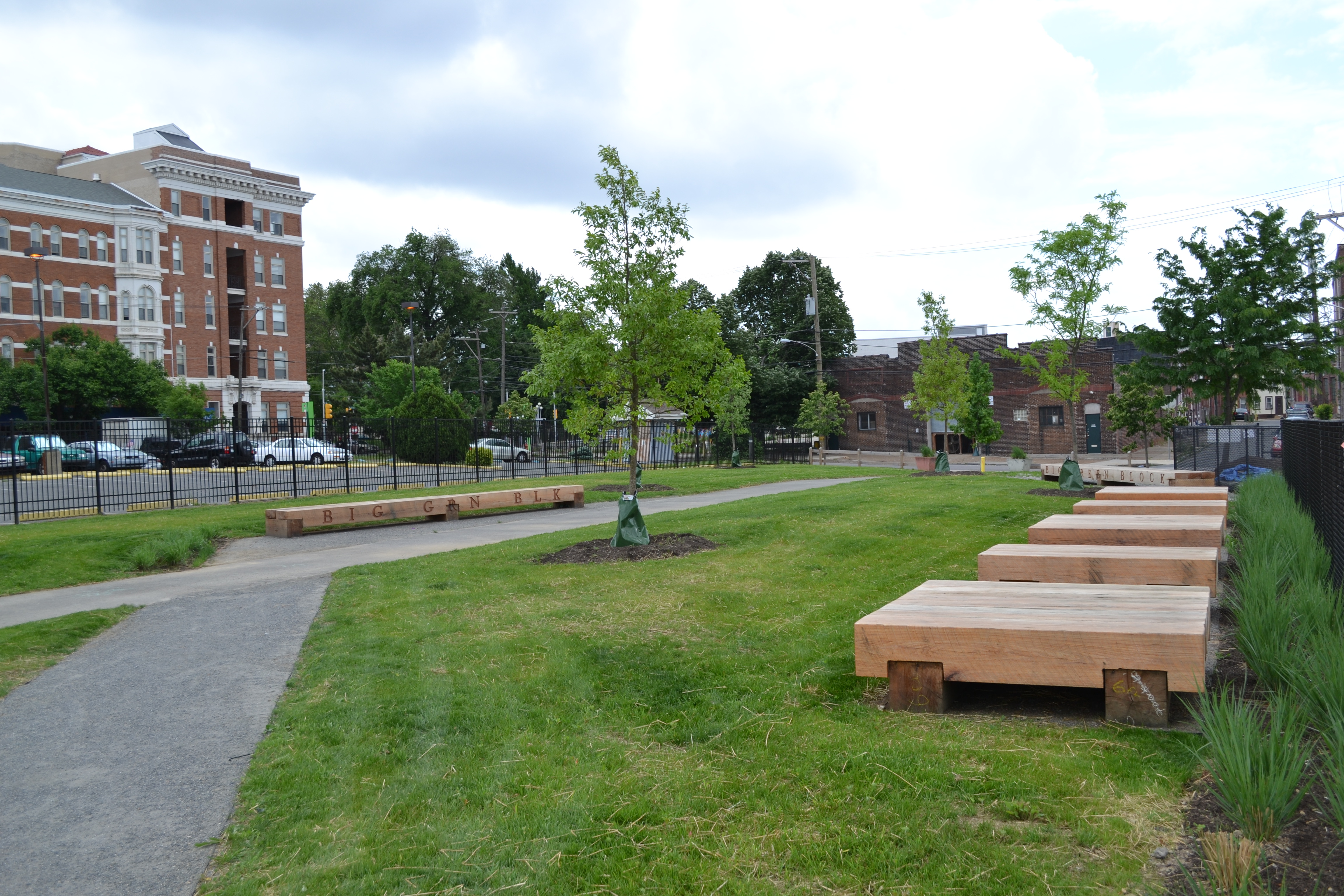 The Big Green Block initiative has created an art-filled greenspace to connect the Shissler Rec Center through neighborhood parks to the Delaware River