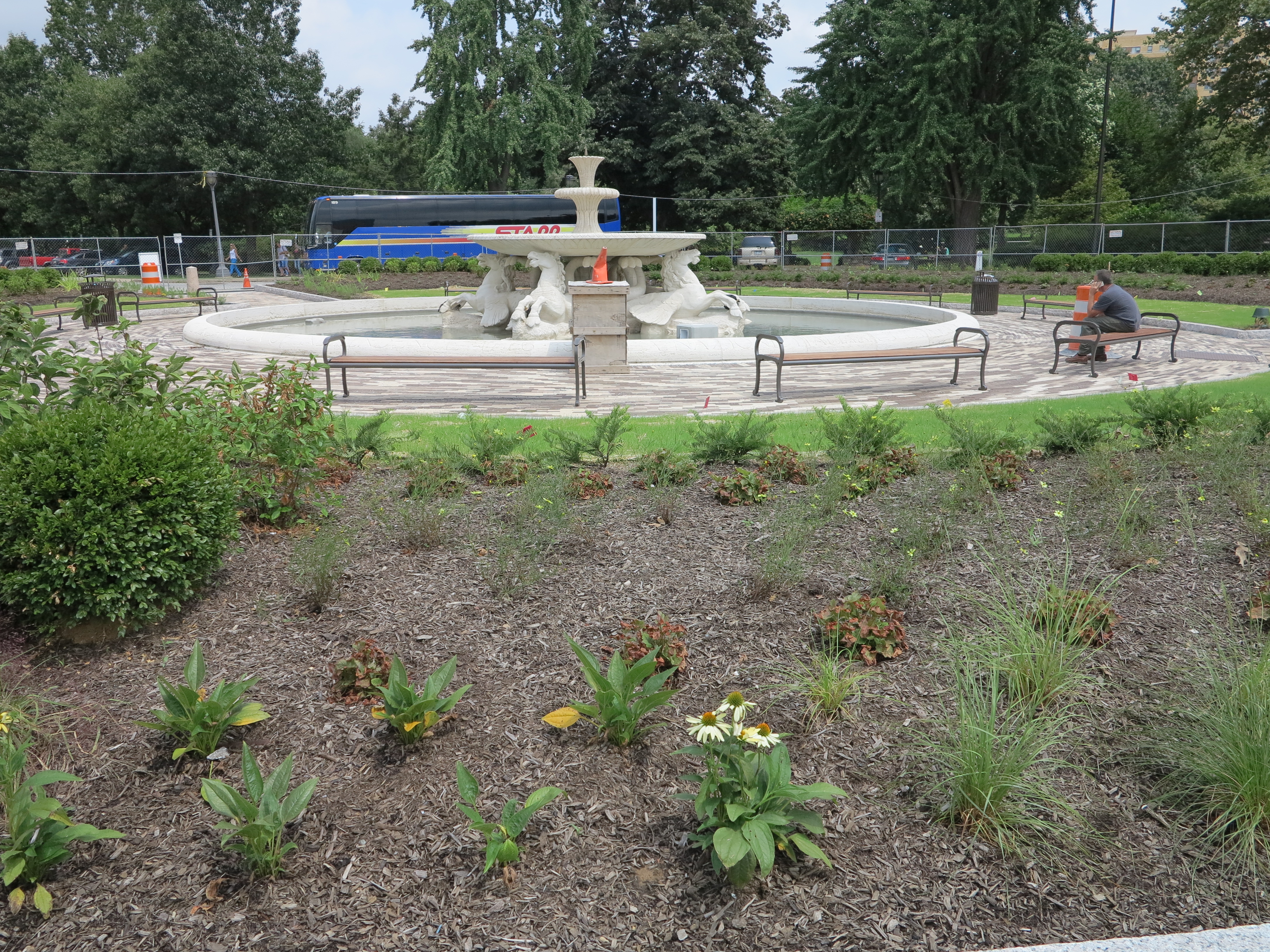 The fountain's restoration and surrounding landscape cost about $1.3 million.