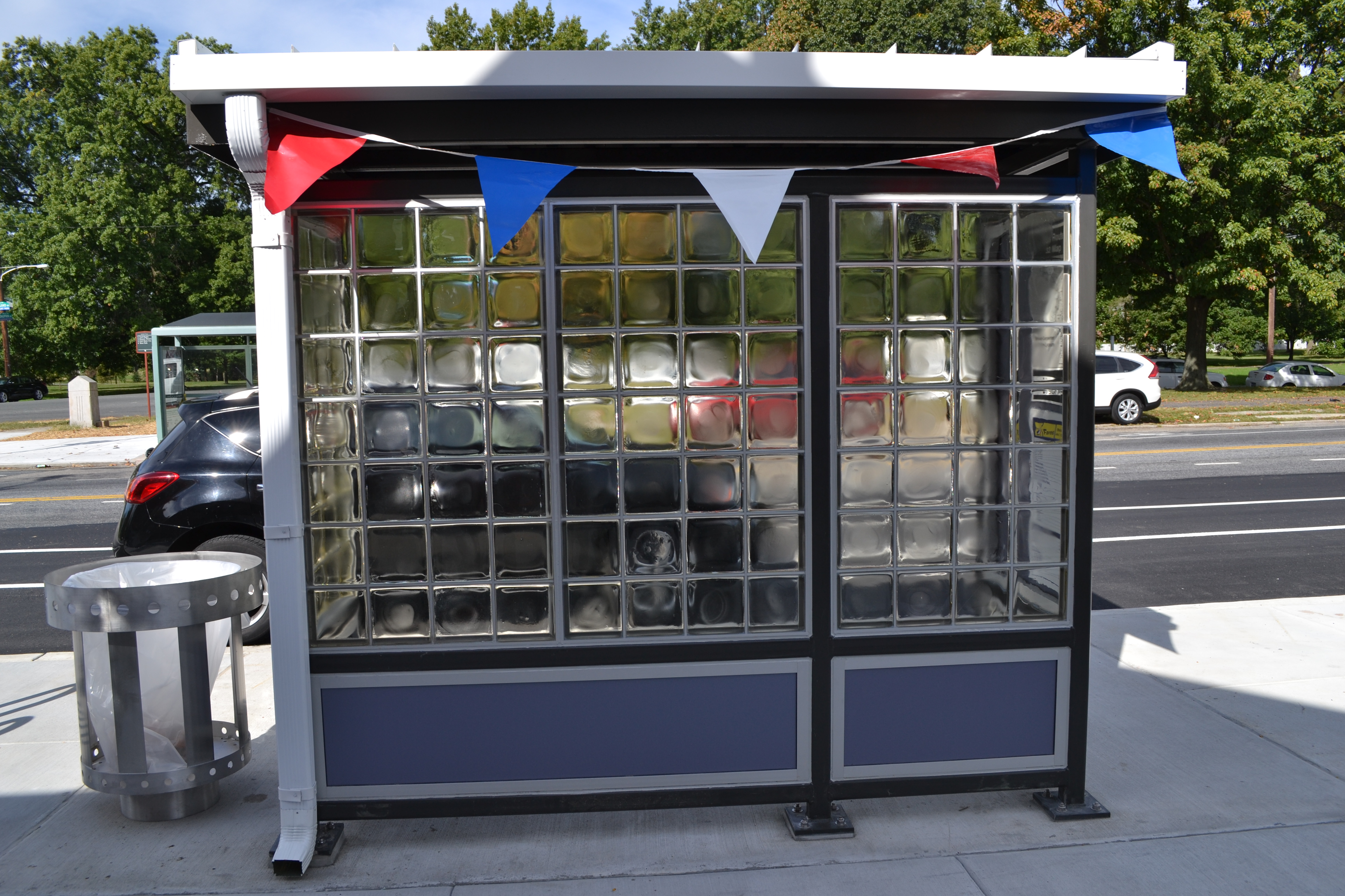 The project included installing new bus shelters around the perimeter of the bus loop