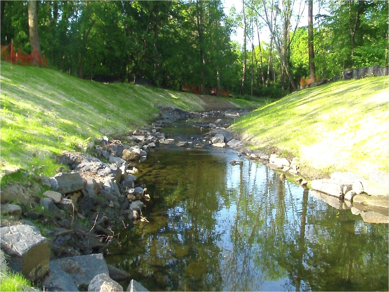 The reconfigured and reconstructed west branch of Indian Creek, Photo courtesy of PWD