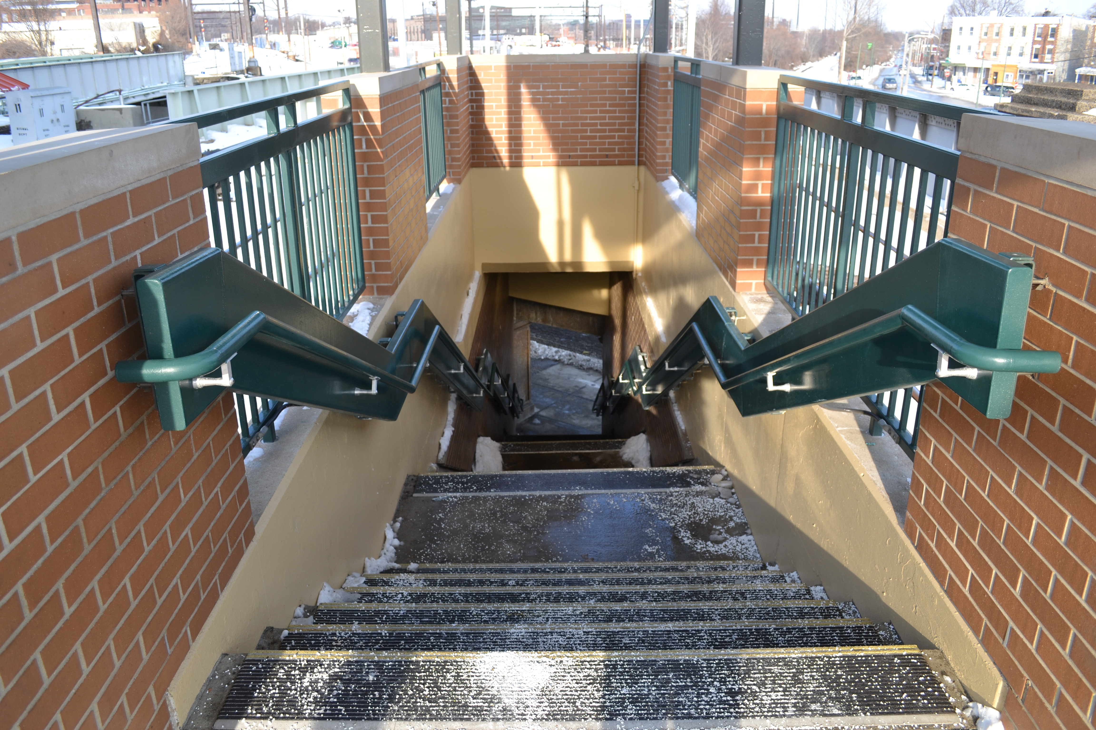 The stairs to the outbound platform have been revamped