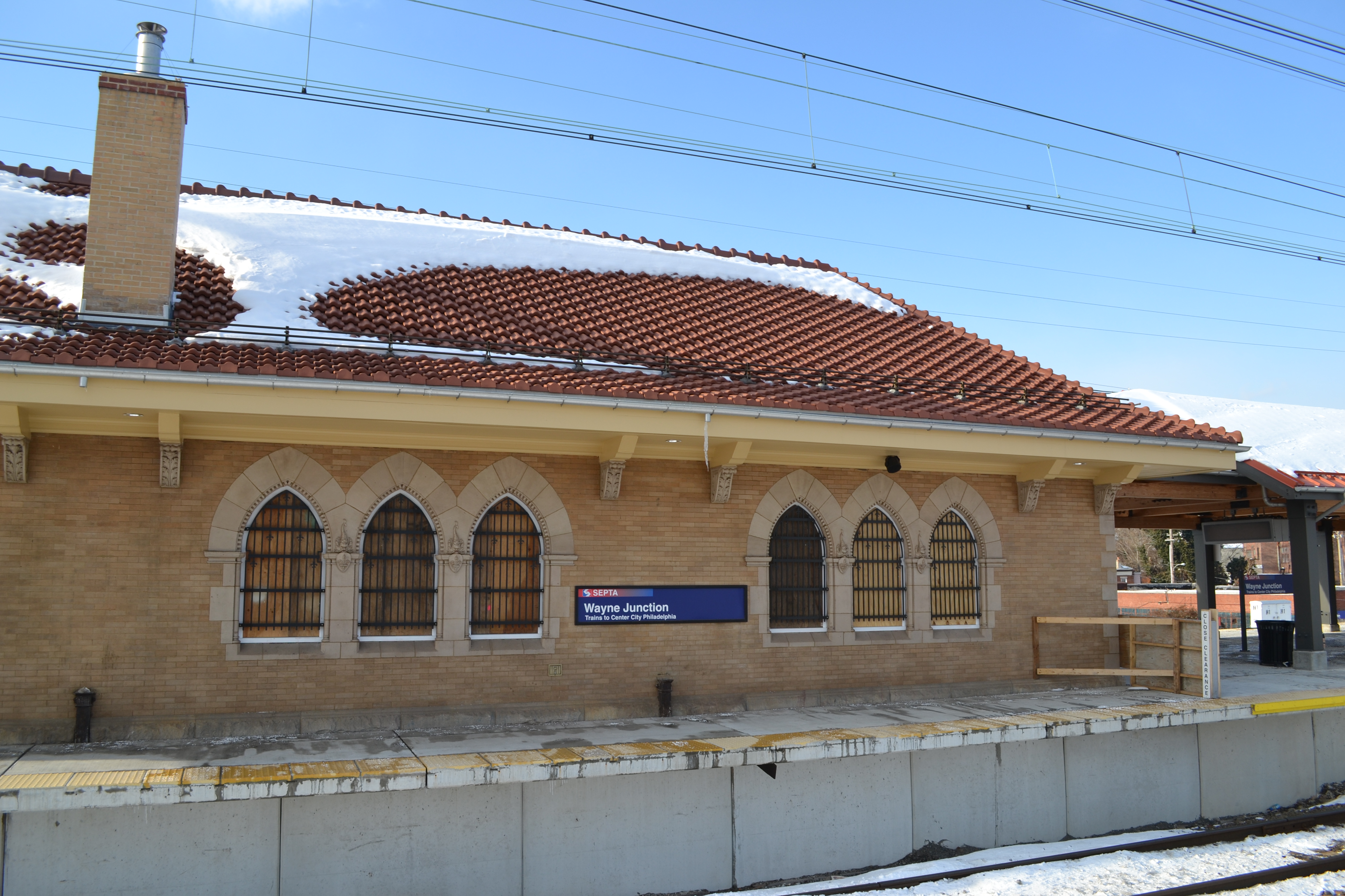 The station building is still under construction, but the roof work is complete