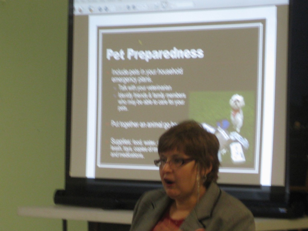 Joan Przyblowicz of the city's Office of Emergency Management discusses how to best prepare for an emergency as part of a presentation to members of the Holme Circle Civic Association.
