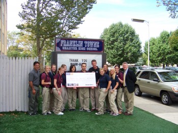Franklin Towne Charter students with a check from the Rohm and Haas Foundation in 2008. The school was one of two Northeast charter schools cited by the city controller's office this month.