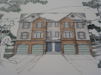 Mock-ups for the proposed duplexes at 2976-80 Welsh Rd.
