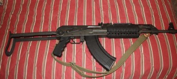 This is an AK-47 owned by Holmesburg resident Vince. It's a Yugoslavian import model M70AB2.
