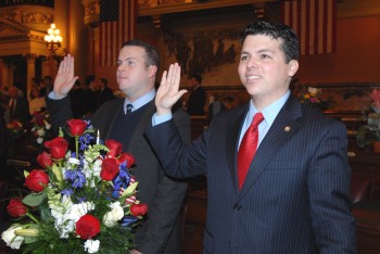 Kevin (L) and Brendan (R) Boyle were sworn into the House yesterday. Photo courtesy of the House Democratic Communications Office.