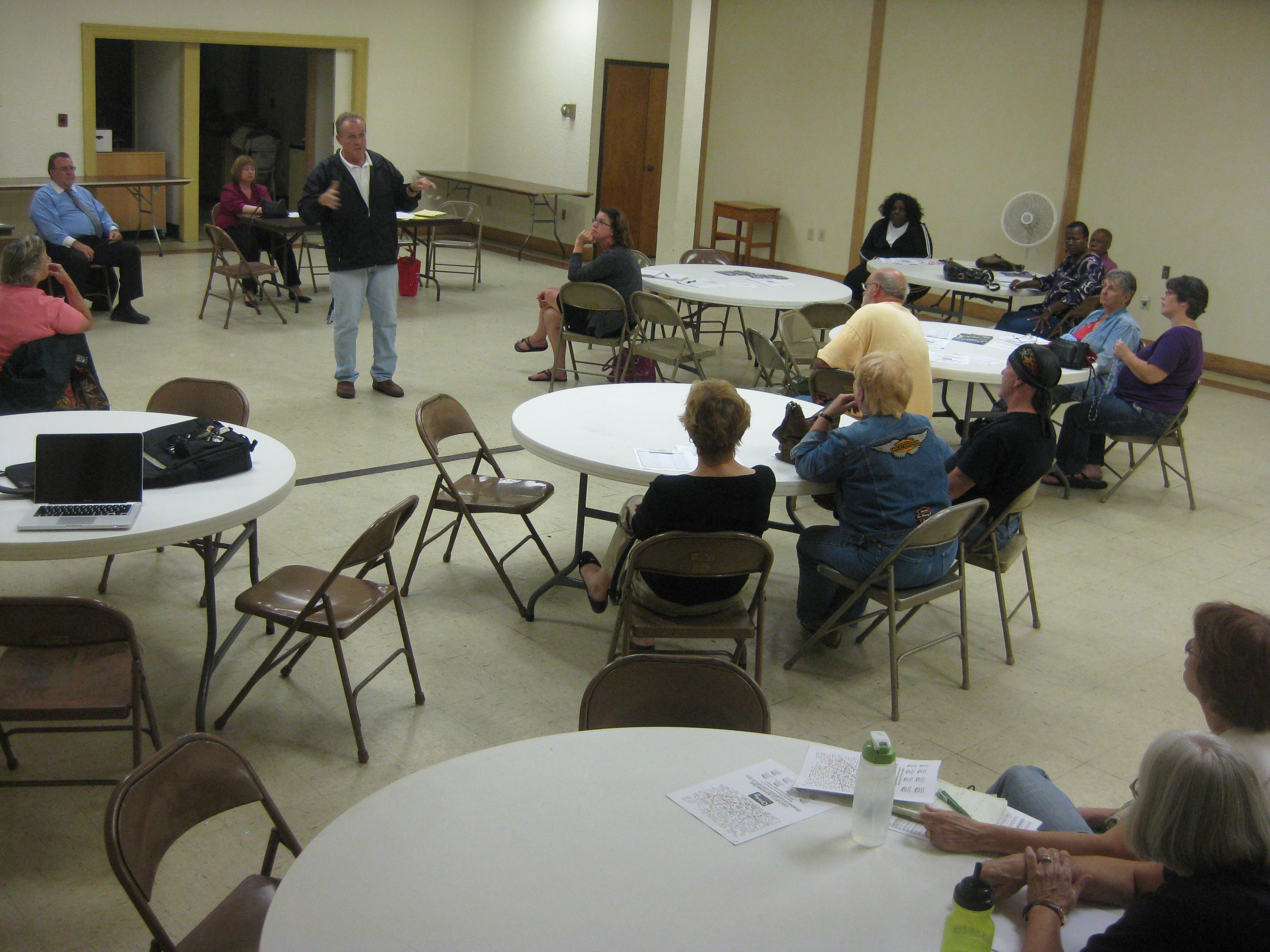Northwood Civic Association President Barry Howell discusses the Frankford Y at the Sept. 20, 2011 meeting.